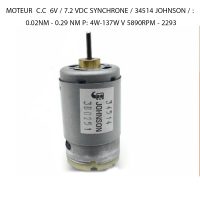 MOTEUR  C.C  6V / 7.2 VDC SYNCHRONE / 34514 JOHNSON / : 0.02NM - 0.29 NM P: 4W-137W V 5890RPM - 2293
