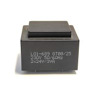 L01-689 TRANSFORMATEUR MOULE IN: (230V /50-60Hz) OUT: (2X24V /3VA)