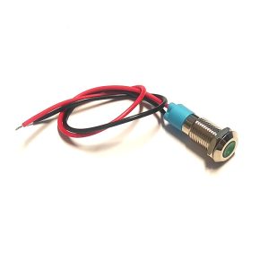 VOYANT LED VERTE CHROME TETE PLATE +FIL 12V