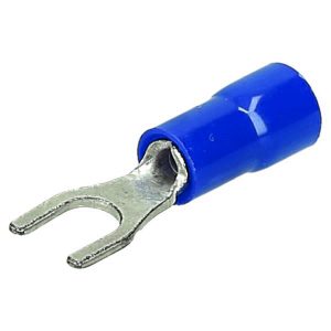 V1144 33  COSSE A FOURCHE ISOLE  BLEU   FIL:  1,5MM -2,5MM2 - PLOT: 5MM (25PCS)