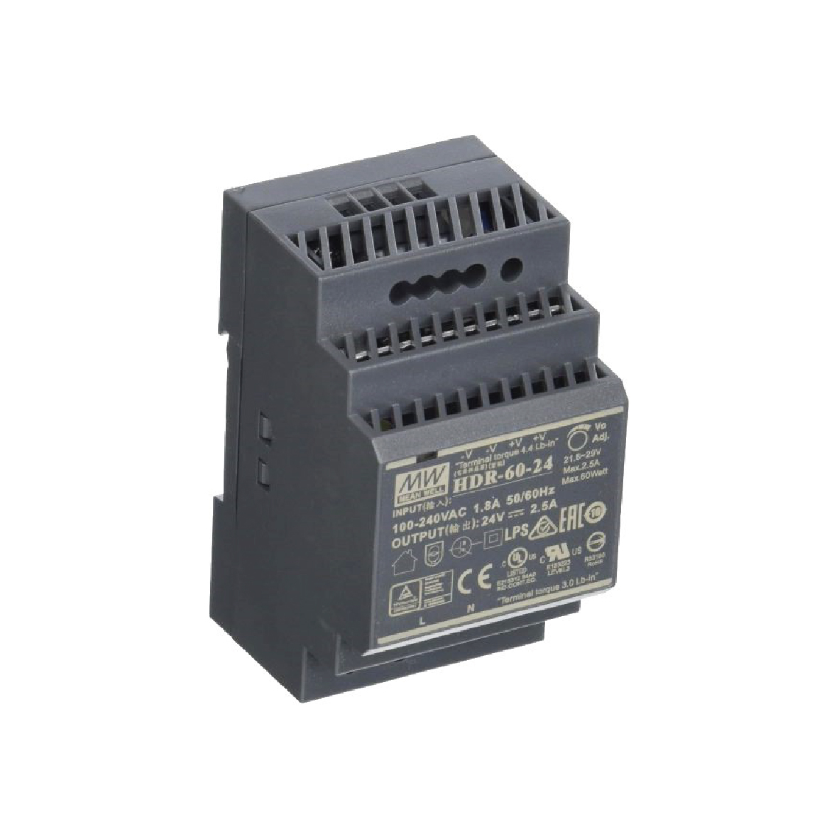 HDR-60-24 ALIMENTATION MEANWELL RAIL OMEGA 220V 24V 2,5A